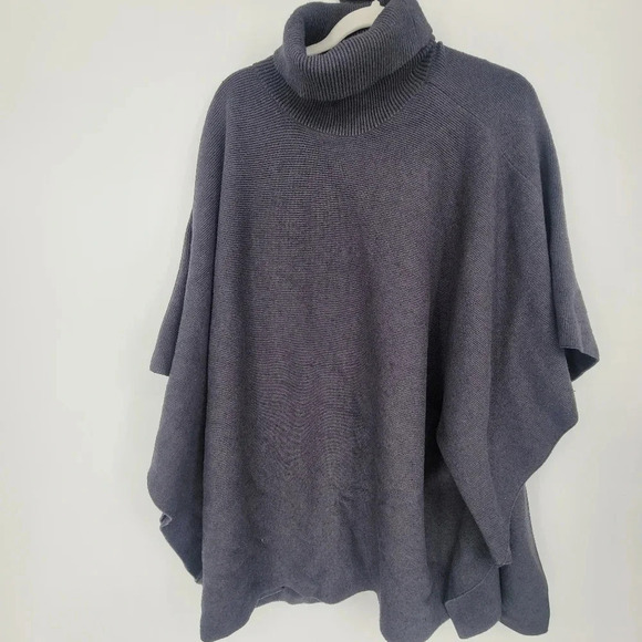 Mer sea greyish bluish Pancho sweater turtleneck one size fits up to large - Picture 1 of 6